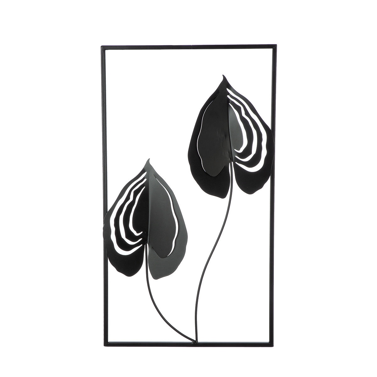Ανάγλυφο τοίχου μοτίβο φύλλου μεταλλικό μαύρο 2 Ποικιλία 30X2X55Cm 30X2X55Cm - Hippiehome.gr