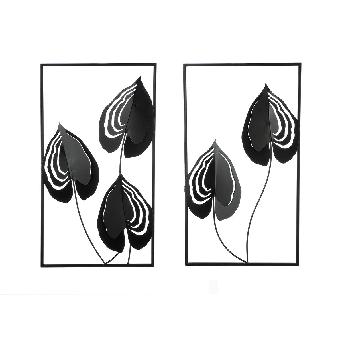 Ανάγλυφο τοίχου μοτίβο φύλλου μεταλλικό μαύρο 2 Ποικιλία 30X2X55Cm 30X2X55Cm - Hippiehome.gr