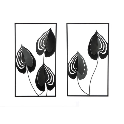 Ανάγλυφο τοίχου μοτίβο φύλλου μεταλλικό μαύρο 2 Ποικιλία 30X2X55Cm 30X2X55Cm - Hippiehome.gr