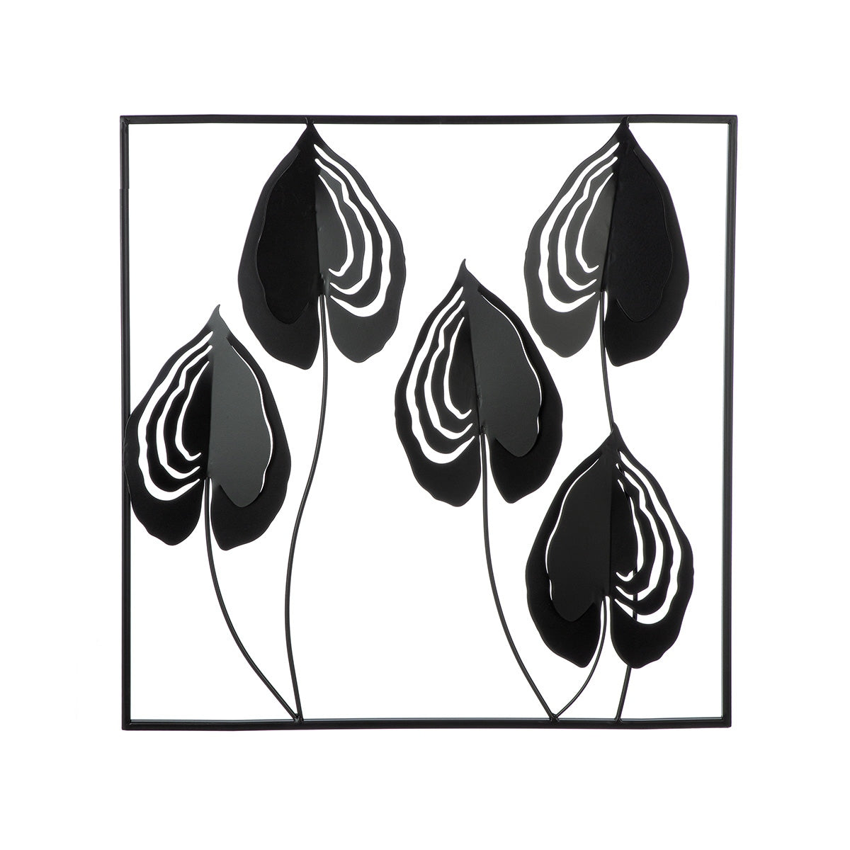 Ανάγλυφο τοίχου Μοτίβο φύλλου μεταλλικό μαύρο 55X2X55Cm 55X2X55Cm - Hippiehome.gr