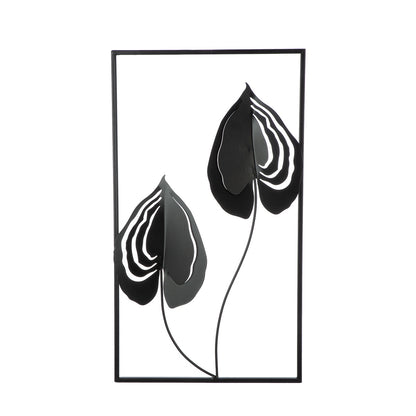 Ανάγλυφο τοίχου Μοτίβο φύλλου μεταλλικό μαύρο 55X2X55Cm 55X2X55Cm - Hippiehome.gr