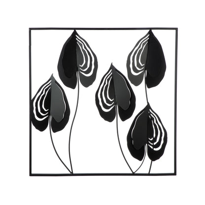 Ανάγλυφο τοίχου Μοτίβο φύλλου μεταλλικό μαύρο 55X2X55Cm 55X2X55Cm - Hippiehome.gr