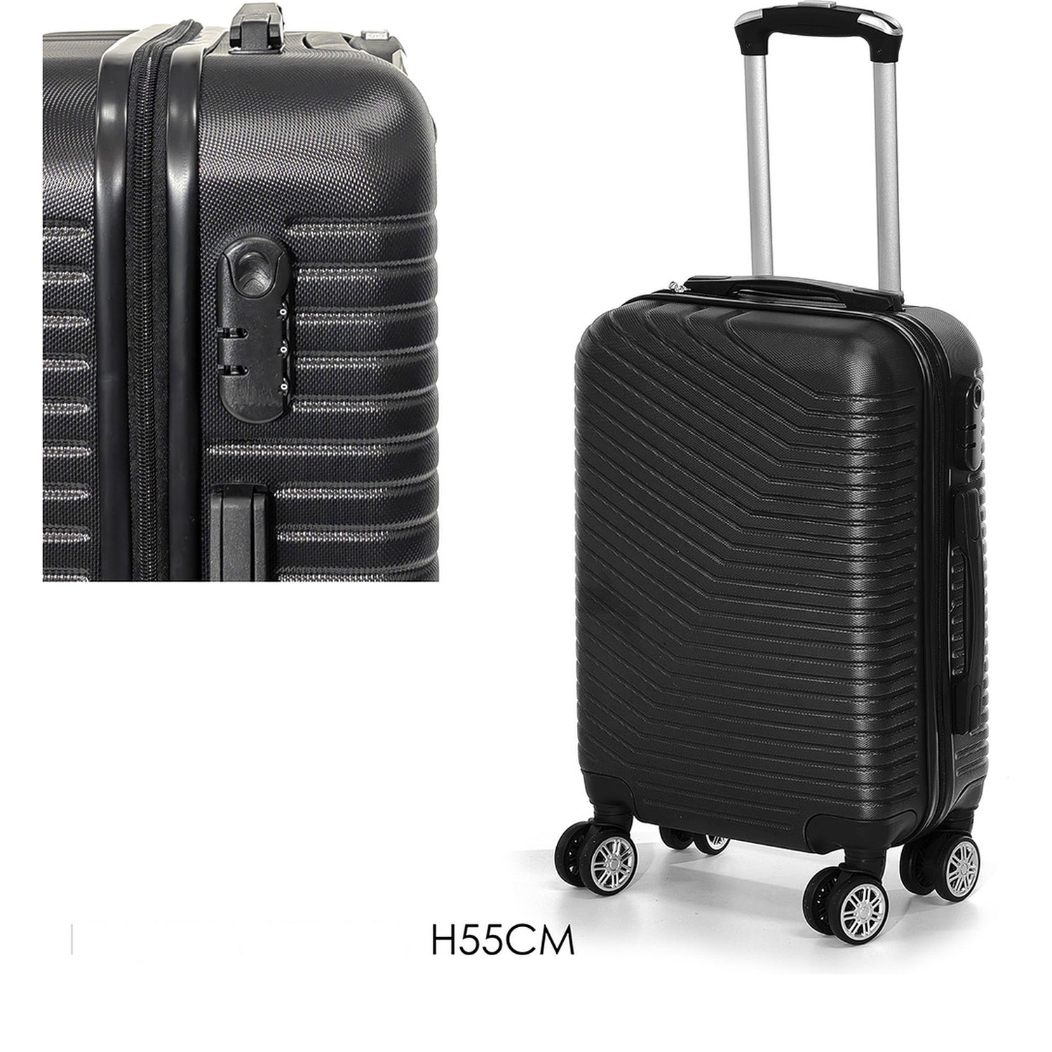 Βαλίτσα Καμπίνας Μαύρο Πολυπροπυλένιο 34.5x21x55cm - Hippiehome.gr