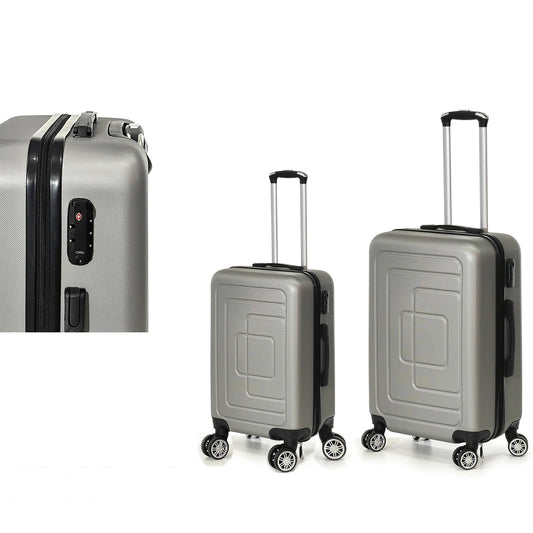 Σετ 2 Βαλίτσες Ημι-Σκληρές Γκρι 38x24x55cm/43x26x65cm 2Τμχ - Hippiehome.gr