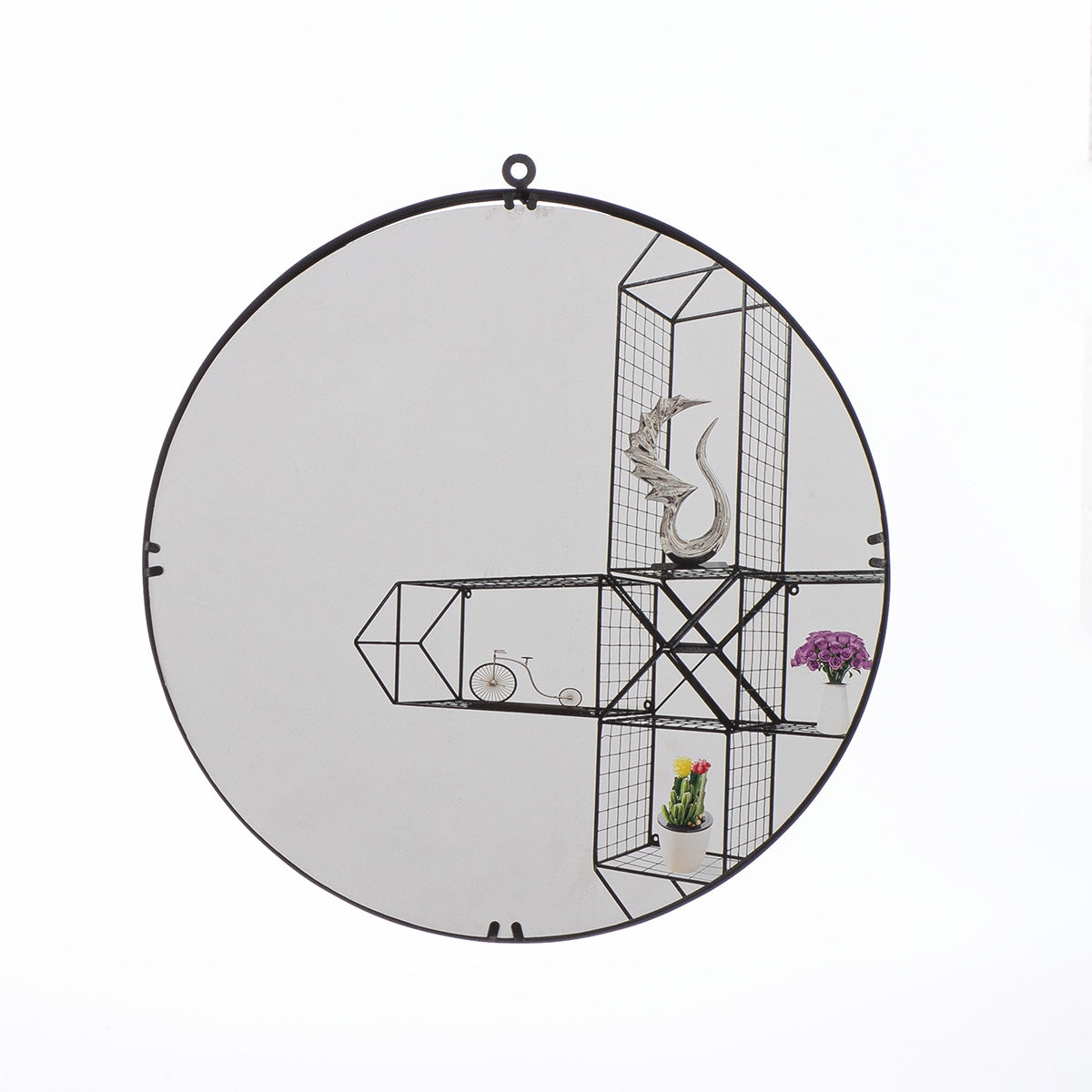 Καθρέφτης "Face" Μέταλλο Καθρέφτης Γυάλινο Μαύρο PU L. cm H. 42 cm D. 40 cm - Hippiehome.gr