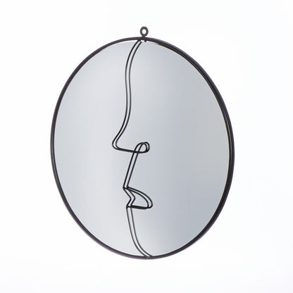 Καθρέφτης "Face" Μέταλλο Καθρέφτης Γυάλινο Μαύρο PU L. cm H. 42 cm D. 40 cm - Hippiehome.gr