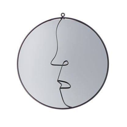Καθρέφτης "Face" Μέταλλο Καθρέφτης Γυάλινο Μαύρο PU L. cm H. 42 cm D. 40 cm - Hippiehome.gr