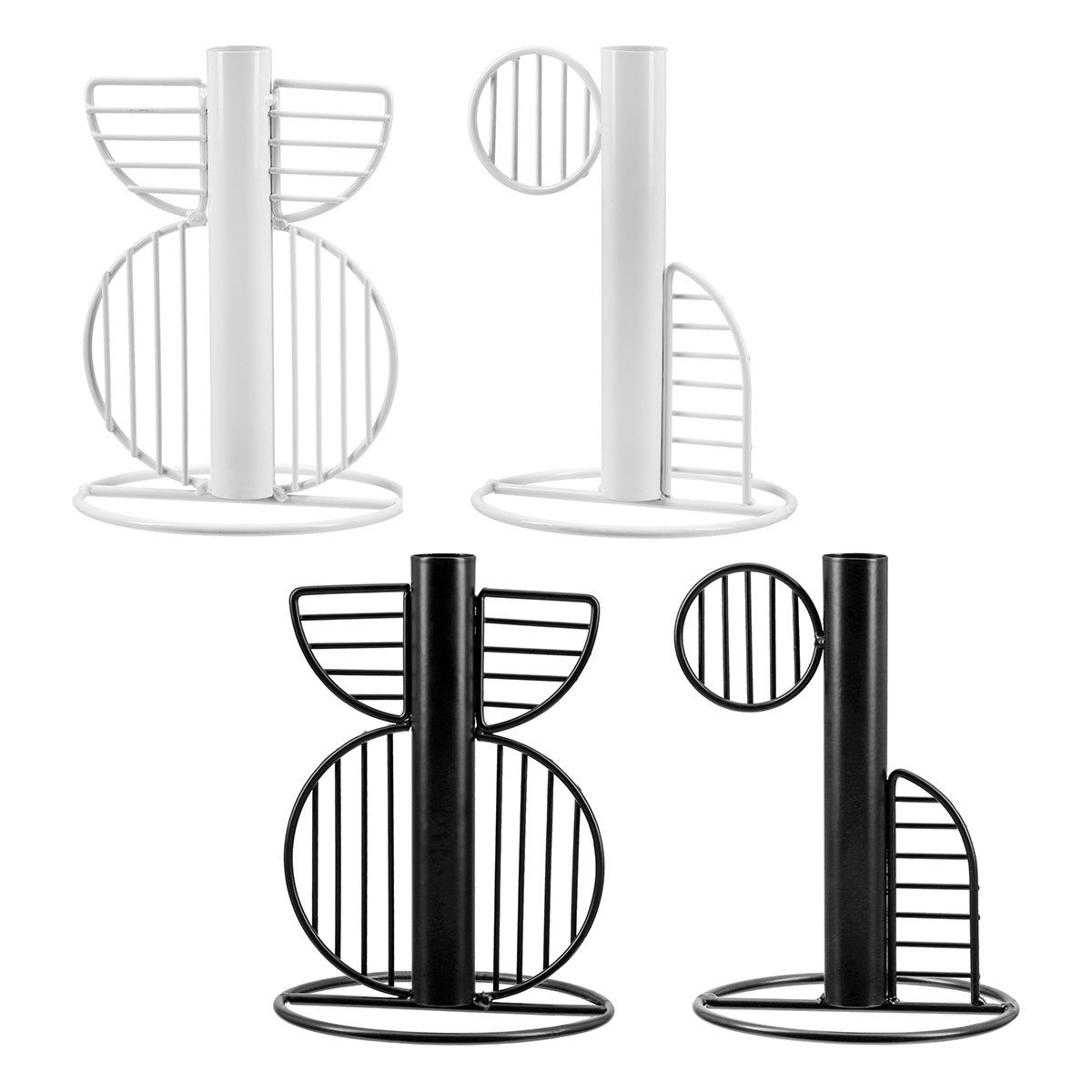 Κηροπήγιο "Black&White" Metal Black White 4 τμχ. Ποικιλία D115X16Cm D115X16Cm - Hippiehome.gr