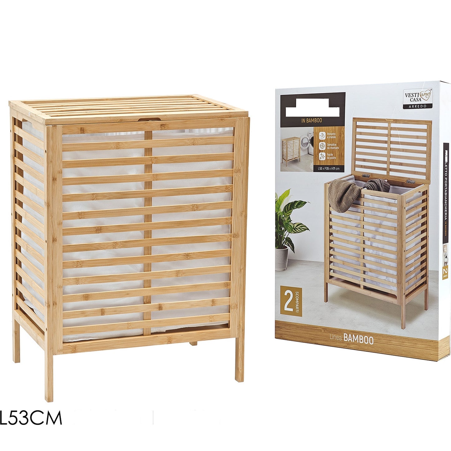 Καλάθι Απλύτων Μπαμπού 53x35x71cm - Hippiehome.gr