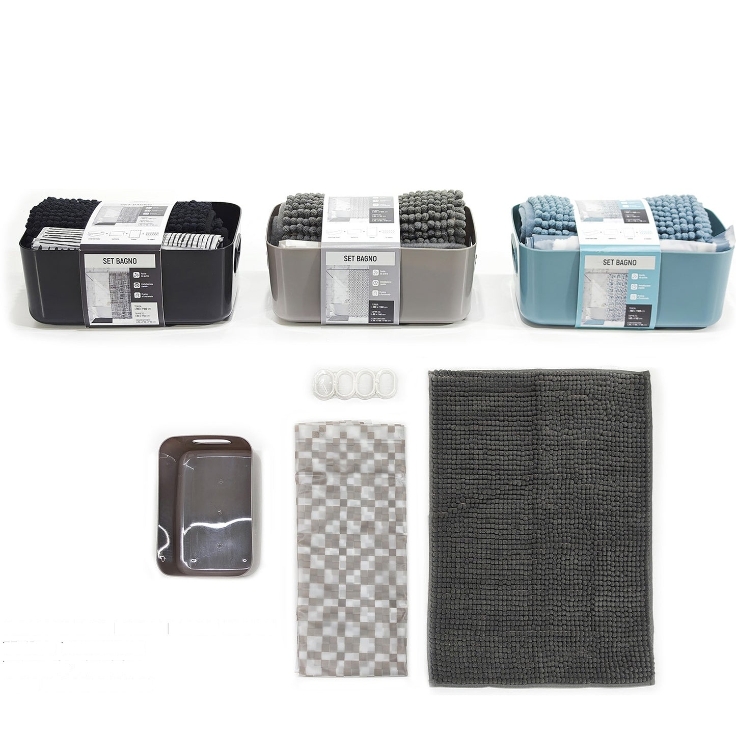 Σετ Μπάνιου Σε 3 Χρώματα Περιέχει Κουρτίνα 180x180cm Χαλάκι 60x40cm - Hippiehome.gr