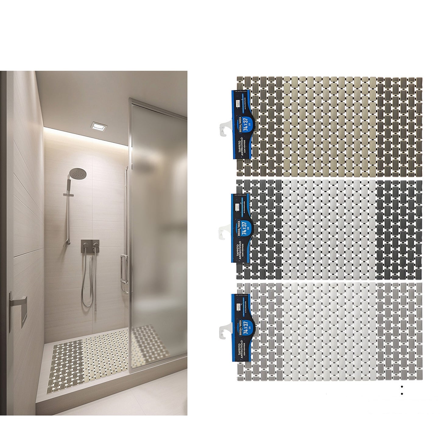 Χαλάκι Ντουζιέρας/Μπανιέρας PVC 74x37Σε 3 Χρώματα - Hippiehome.gr