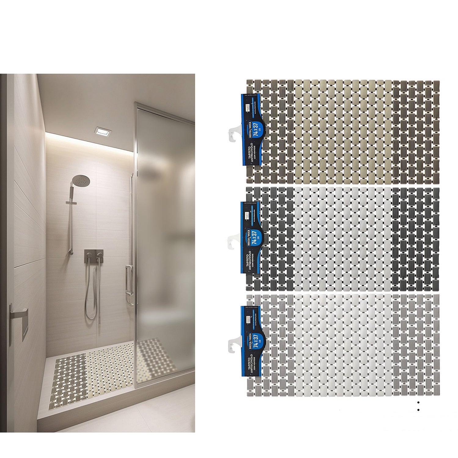 Χαλάκι Ντουζιέρας/Μπανιέρας PVC 74x37Σε 3 Χρώματα - Hippiehome.gr