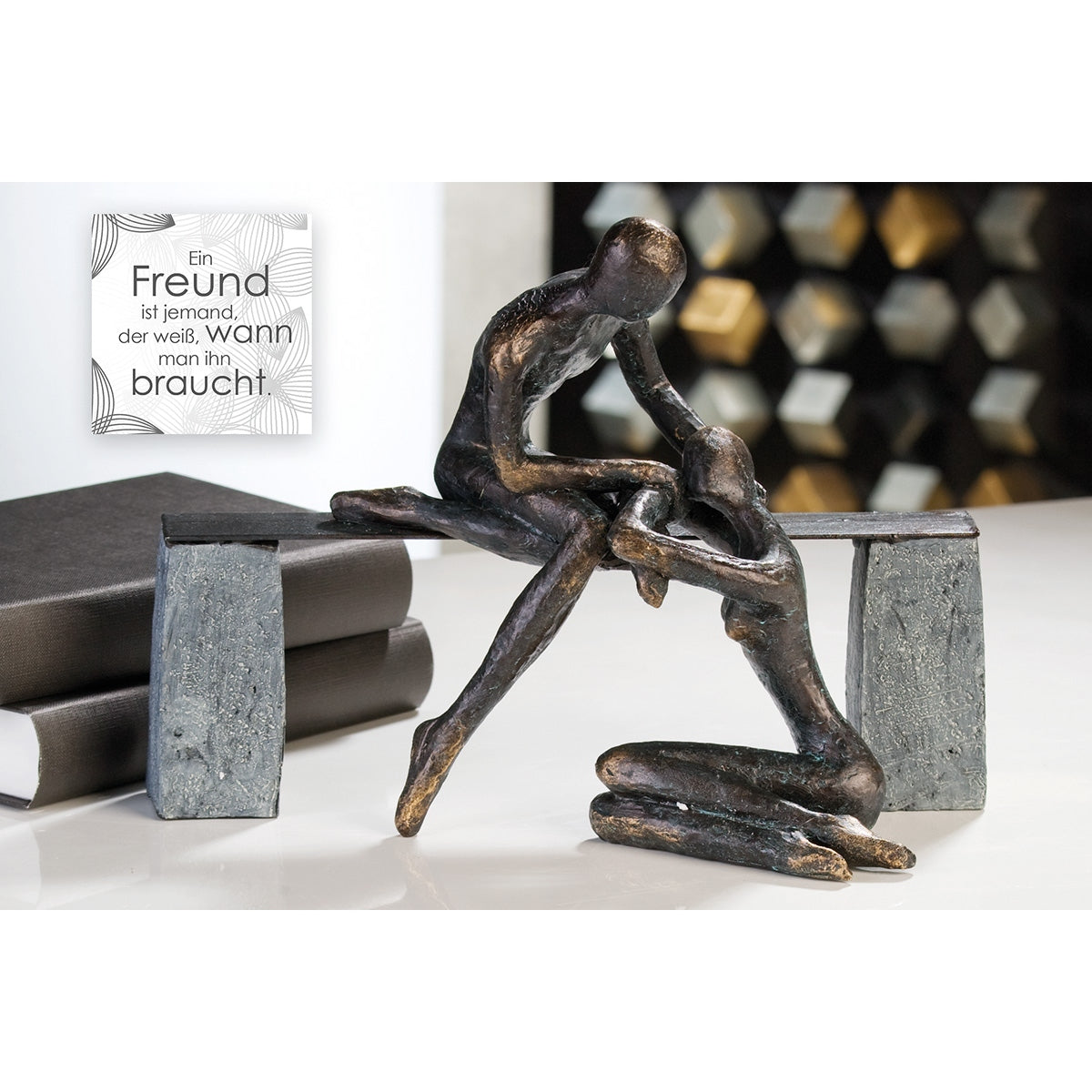 Γλυπτό Pair "Freundschaft" Couple Motif Πολυρεζίνη Μπρούντζινο PU 28x15x21.5cm - Hippiehome.gr