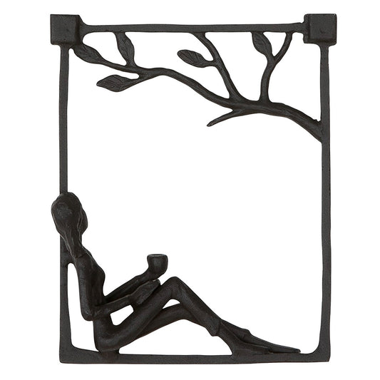 Ανάγλυφο τοίχου Ορθογώνιο Μεταλλικό Σκούρο Καφέ 14X5X17Cm 14X5X17Cm - Hippiehome.gr