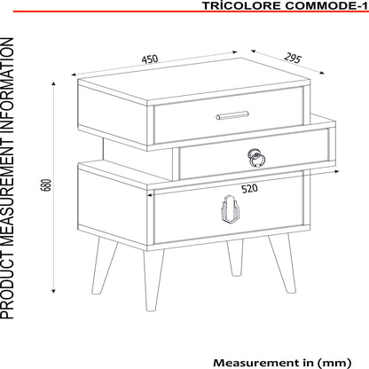 Κομοδίνο ArteLibre KIMOLOS Λευκό/Φυσικό/Καφέ 52x30x68cm - Hippiehome.gr