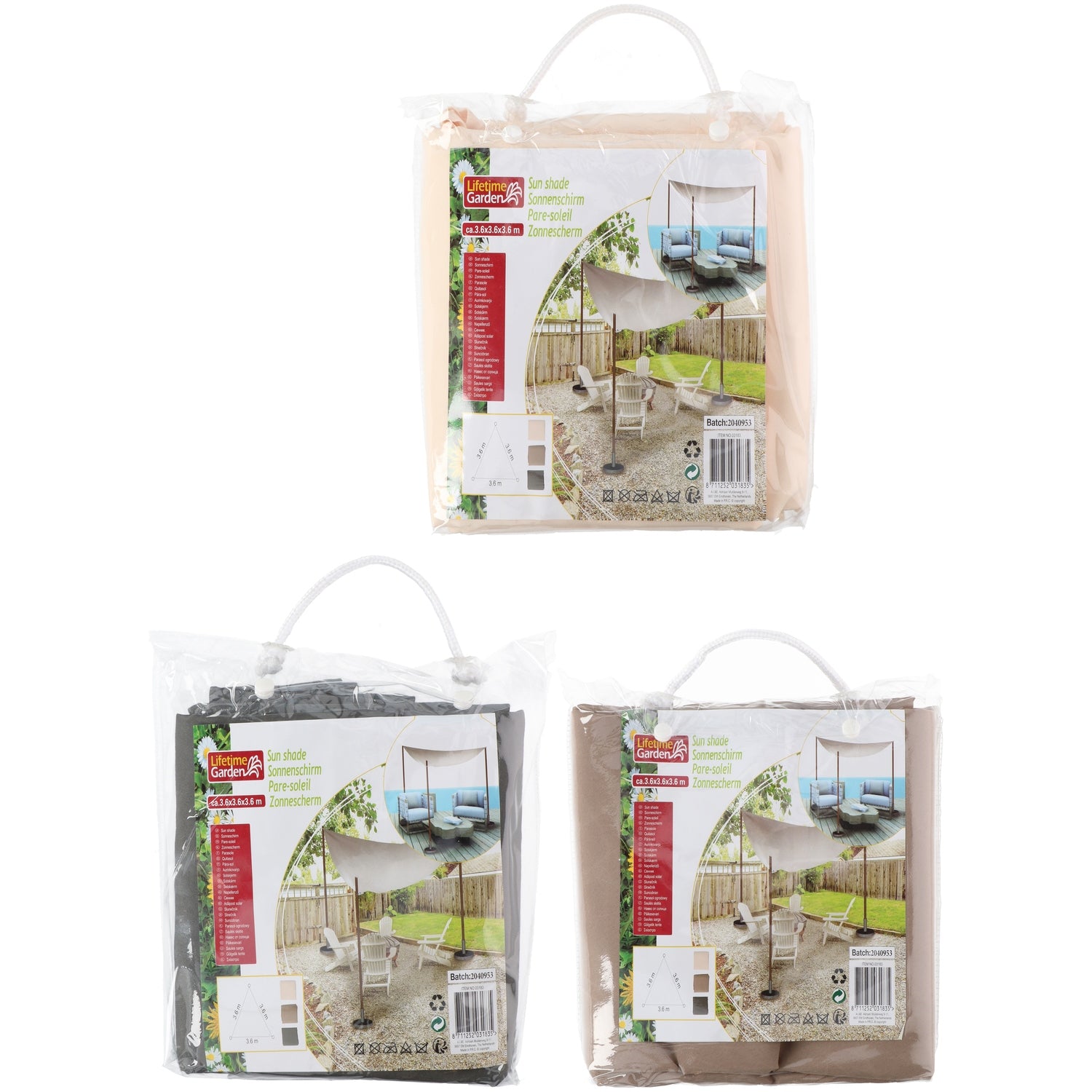 Σκίαστρο Μπεζ/Γκρι/Καφέ 3.6x3.6x3.6m Σε 3 Χρώματα LIFETIME GARDEN - Hippiehome.gr