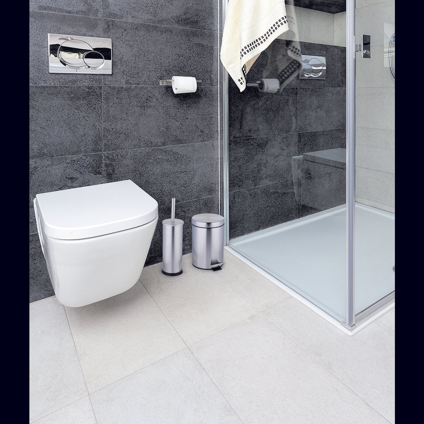 Κάδος Πεντάλ 3L και Βούρτσα Τουαλέτας Ανοξείδωτο Ατσάλι 2Τμχ - Hippiehome.gr