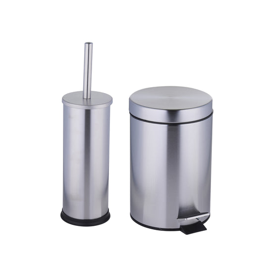 Κάδος Πεντάλ 3L και Βούρτσα Τουαλέτας Ανοξείδωτο Ατσάλι 2Τμχ - Hippiehome.gr