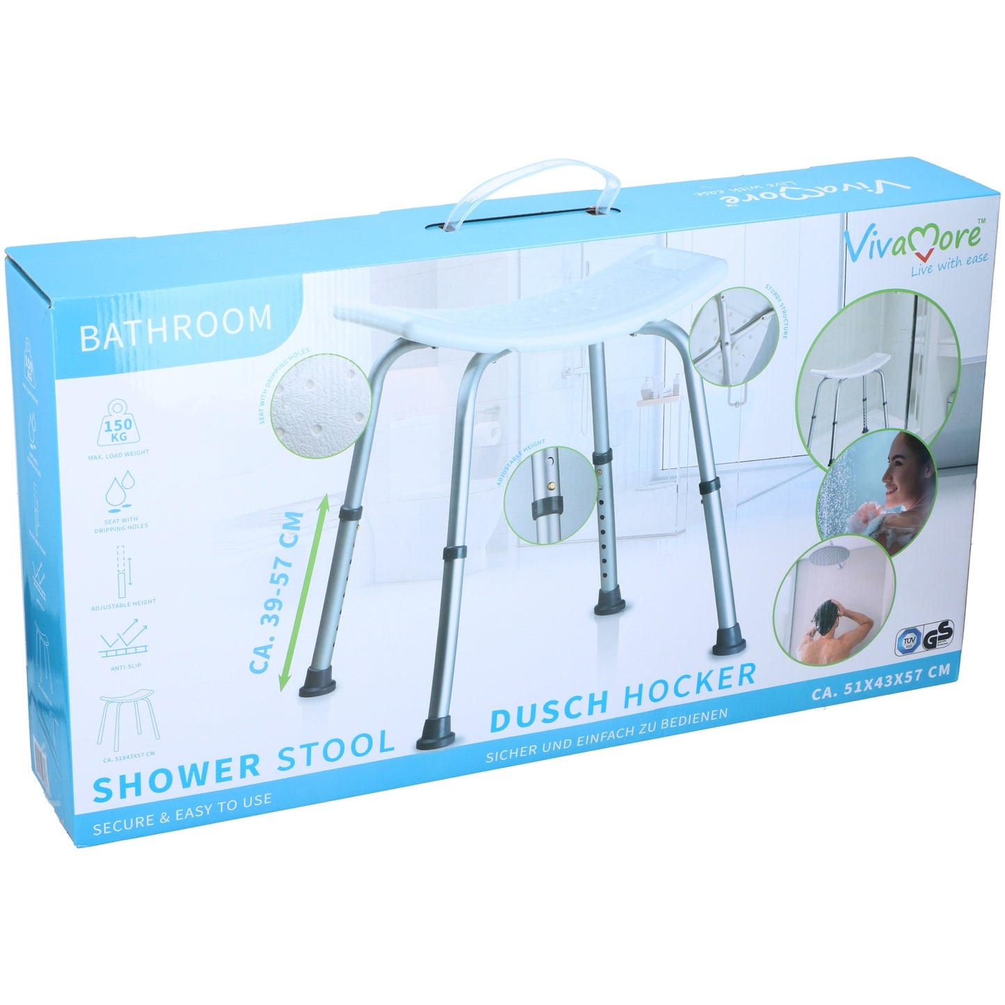 Καρέκλα Ντους 51x45x56cm VivaMore - Hippiehome.gr