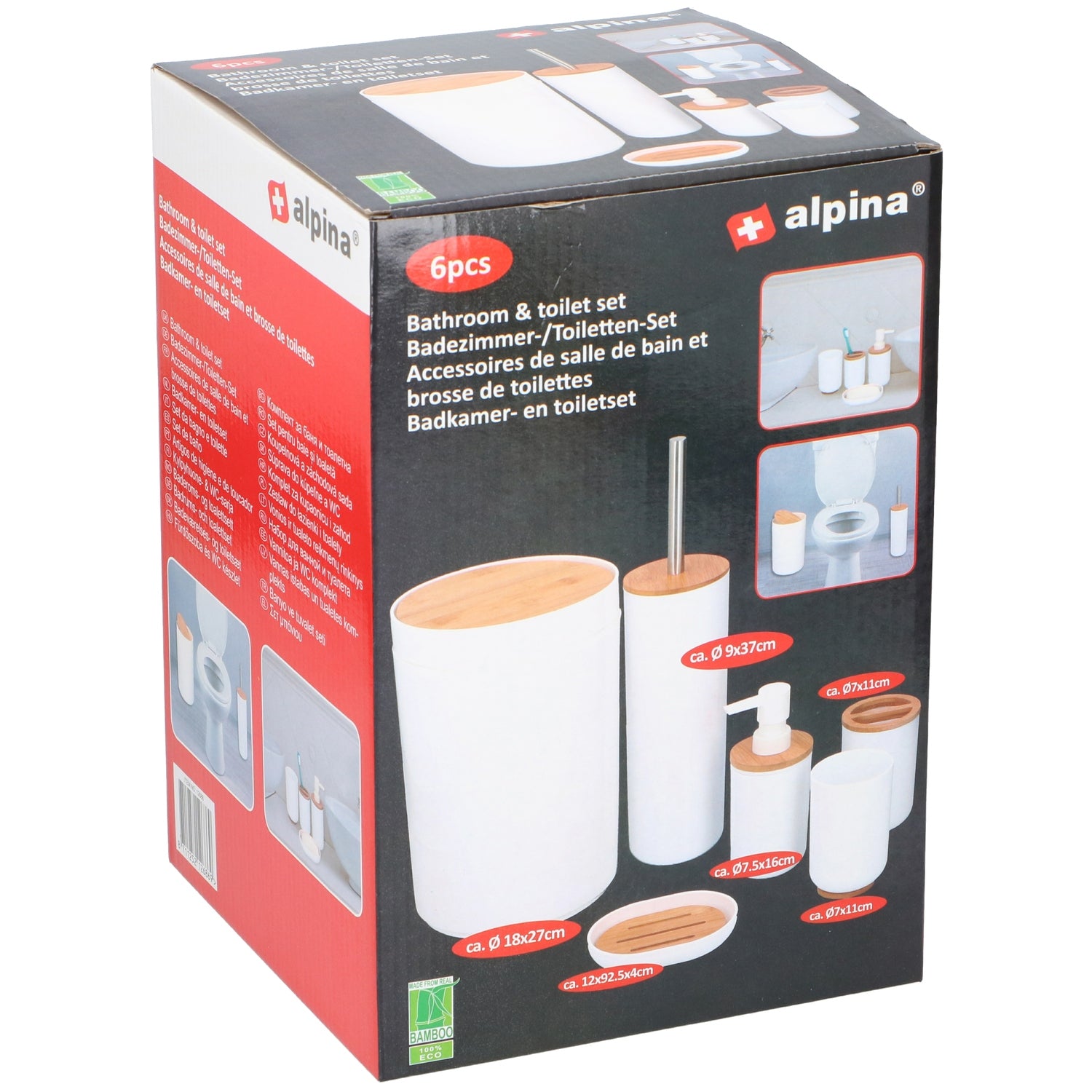 Σετ Μπάνιου και Τουαλέτας 6Τμχ Λευκό ALPINA - Hippiehome.gr