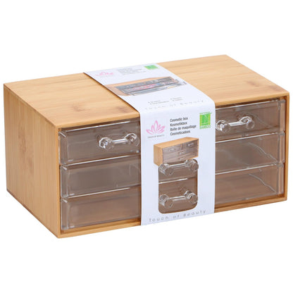 Κουτί Καλλυντικών με 4 Συρτάρια Μπαμπού 13.8x23.7x11cm - Hippiehome.gr