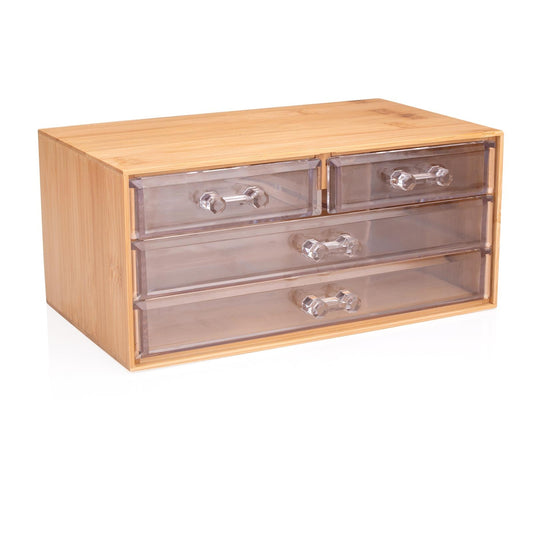 Κουτί Καλλυντικών με 4 Συρτάρια Μπαμπού 13.8x23.7x11cm - Hippiehome.gr