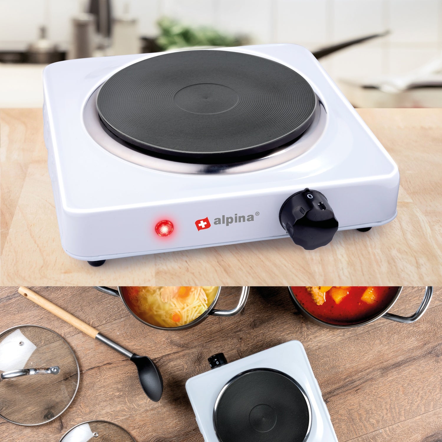 Ηλεκτρική Εστία 1 Ζώνης 1000W ALPINA - Hippiehome.gr