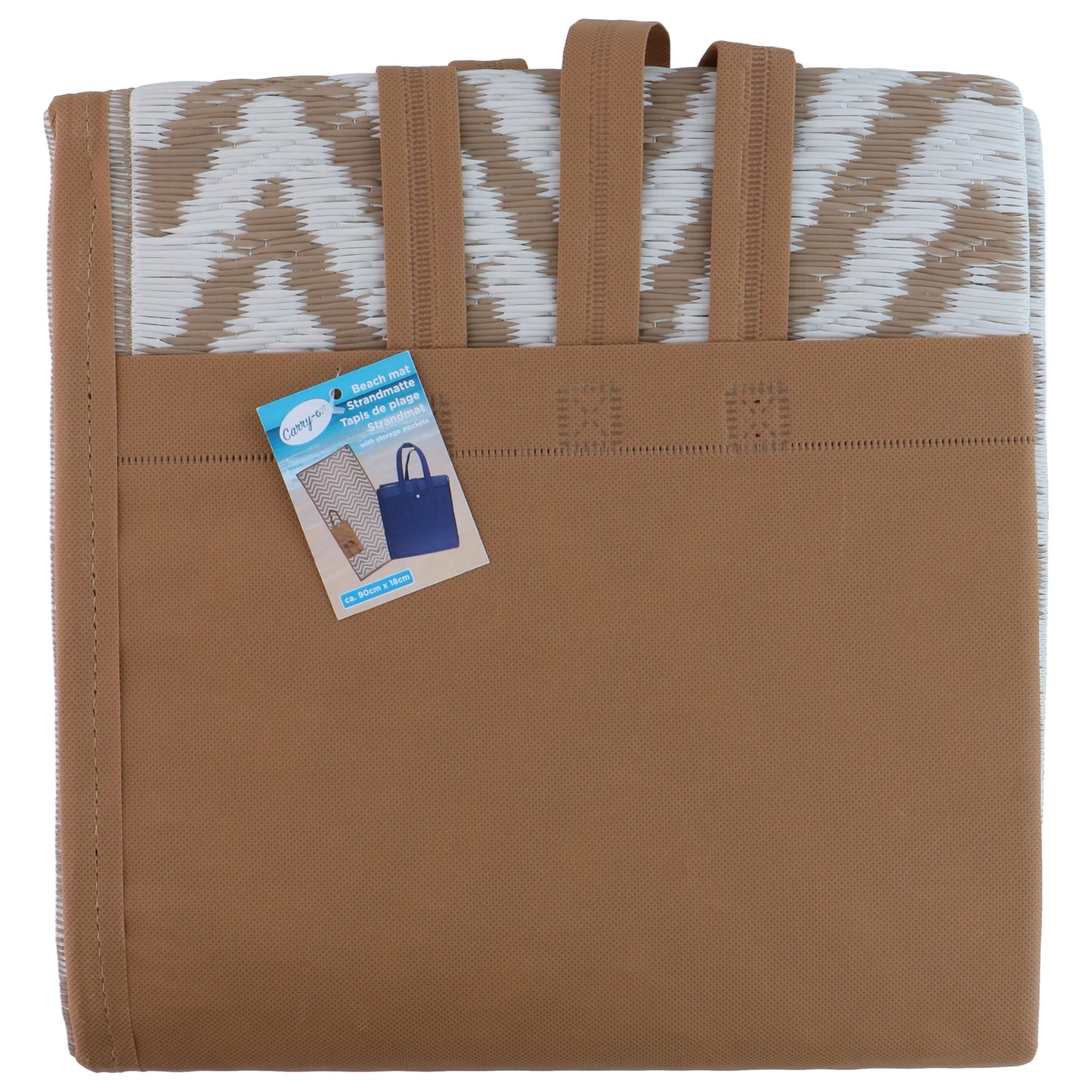 Ψάθα Παραλίας Τσάντα Μπεζ/Μπλε Σε 2 Χρώματα - Hippiehome.gr