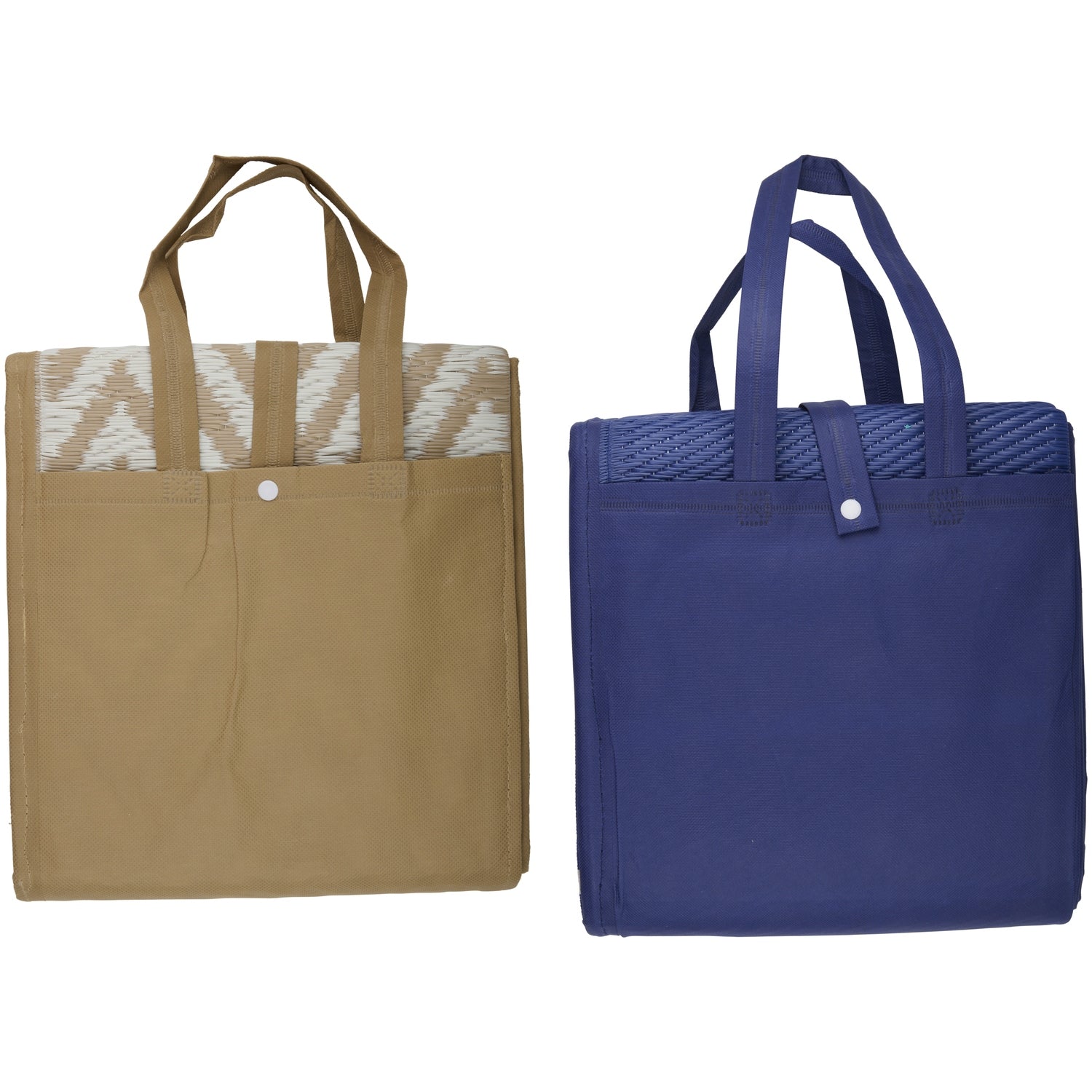 Ψάθα Παραλίας Τσάντα Μπεζ/Μπλε Σε 2 Χρώματα - Hippiehome.gr