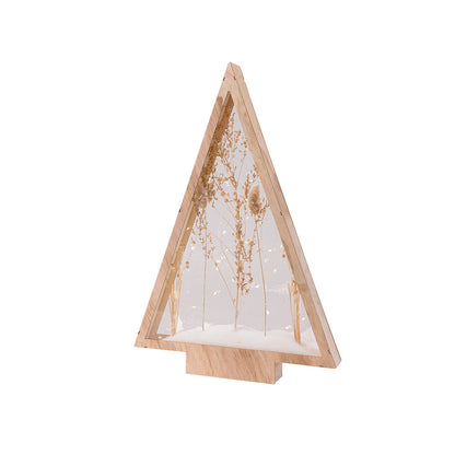 Stand Relief (Led) Χριστουγεννιάτικο Δέντρο Dried Λουλούδι Motif Ξύλο Ecru PU 40x5x58cm - Hippiehome.gr