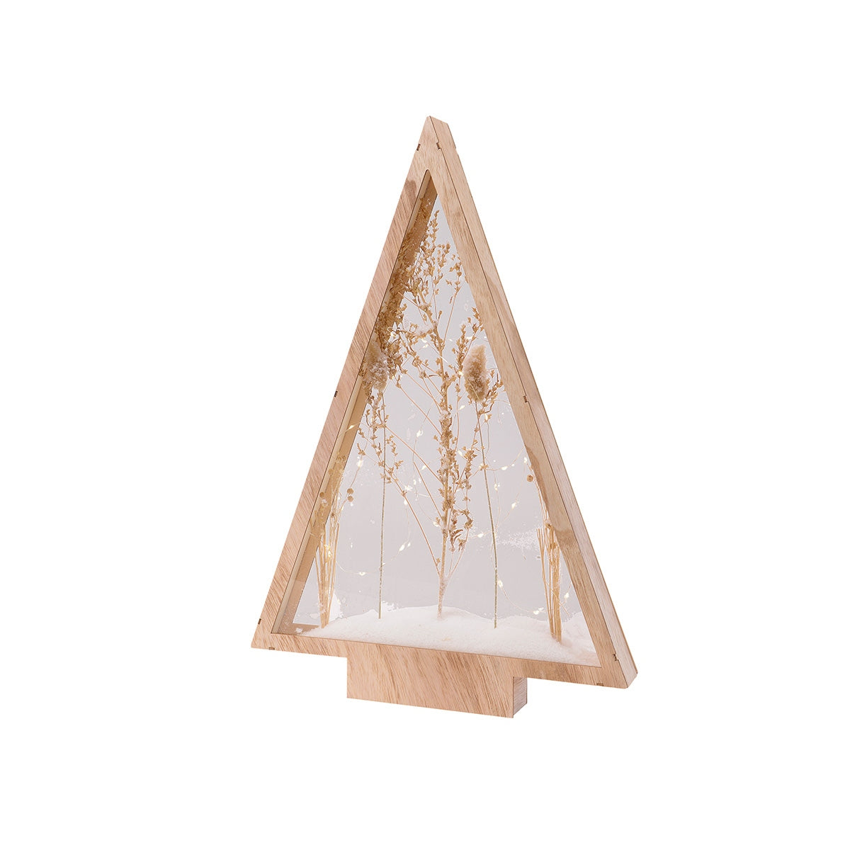 Stand Relief (Led) Χριστουγεννιάτικο Δέντρο Dried Λουλούδι Motif Ξύλο Ecru PU 40x5x58cm - Hippiehome.gr