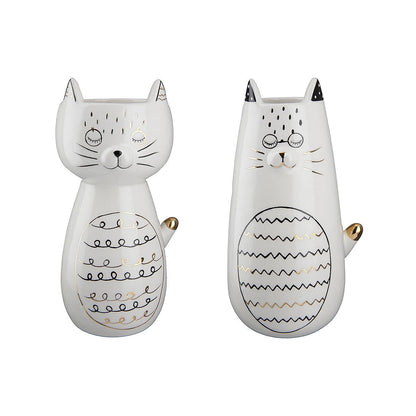 Βάζο ArteLibre Γάτα Που Κοιμάται Λευκό Κεραμικό 9.5x8.5x18.5cm Σε 2 Σχέδια - Hippiehome.gr
