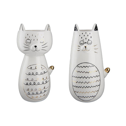 Βάζο ArteLibre Γάτα Που Κοιμάται Λευκό Κεραμικό 9.5x8.5x18.5cm Σε 2 Σχέδια - Hippiehome.gr