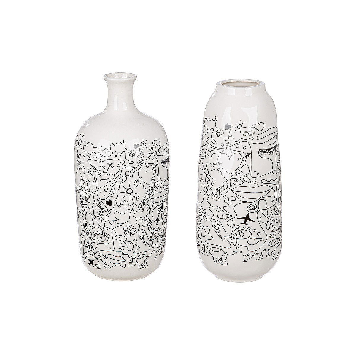 Βάζο ArteLibre Modern Art Λευκό Πορσελάνη Φ12x25cm Σε 2 Σχέδια - Hippiehome.gr