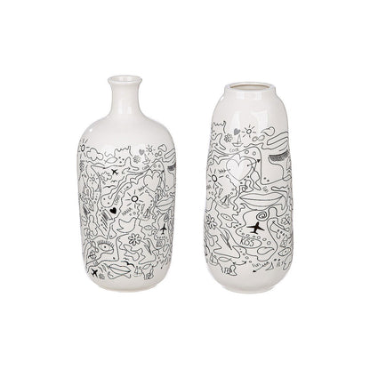 Βάζο ArteLibre Modern Art Λευκό Πορσελάνη Φ12x25cm Σε 2 Σχέδια - Hippiehome.gr
