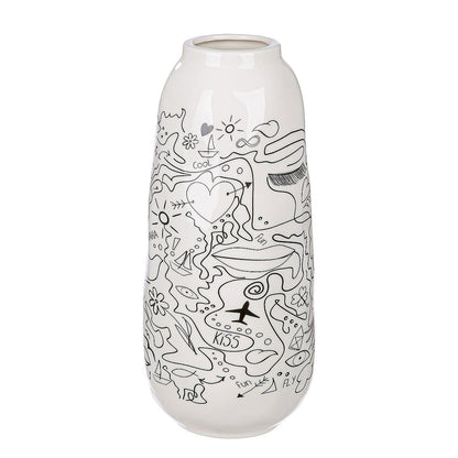 Βάζο ArteLibre Modern Art Λευκό Πορσελάνη Φ12x25cm Σε 2 Σχέδια - Hippiehome.gr