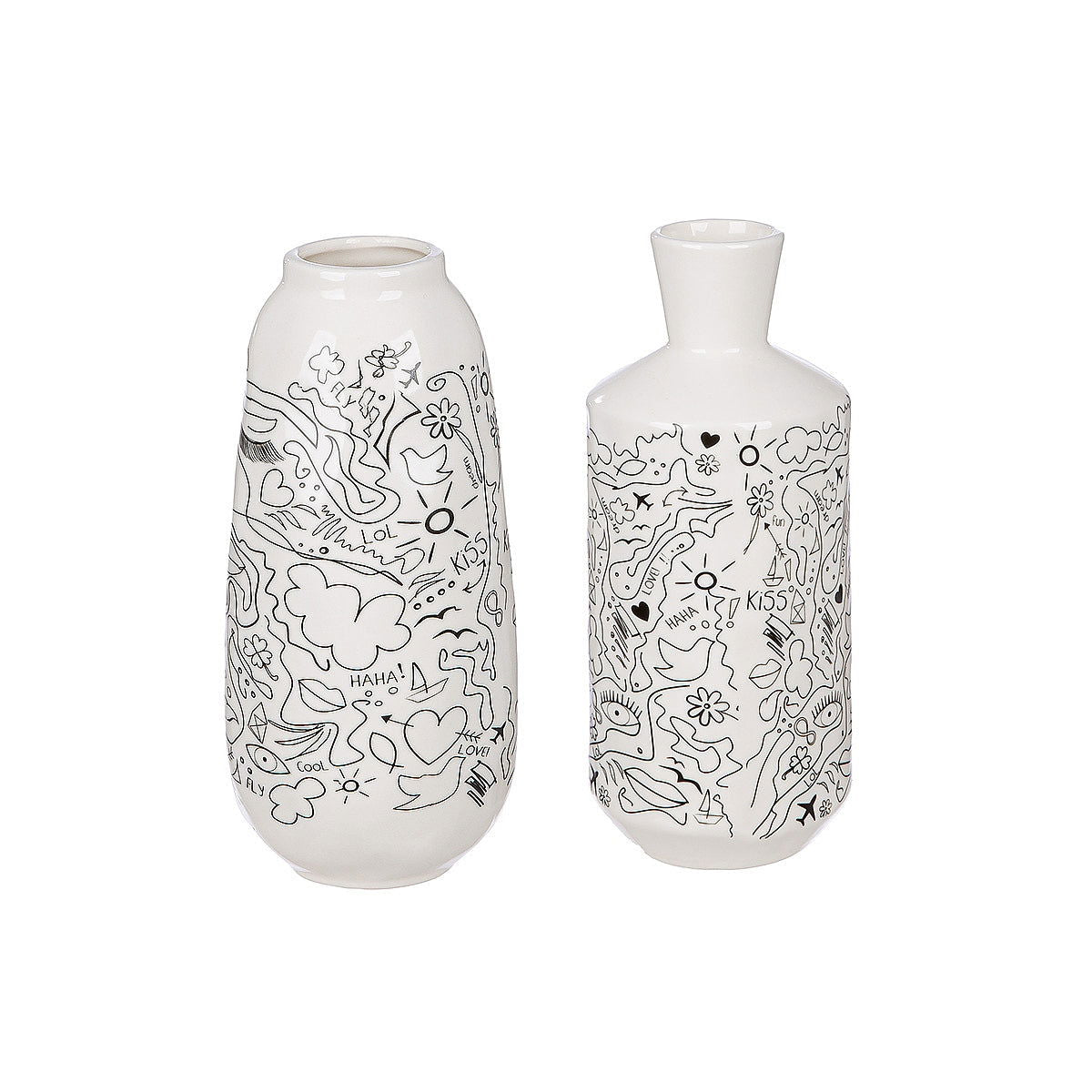 Βάζο ArteLibre Modern Art Λευκό Πορσελάνη Φ9x20cm Σε 2 Σχέδια - Hippiehome.gr