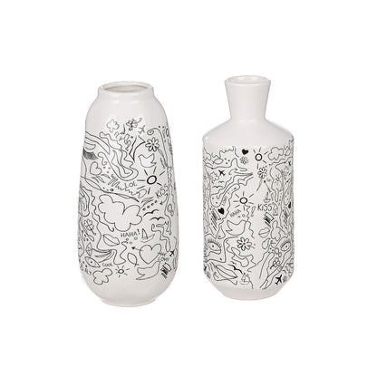 Βάζο ArteLibre Modern Art Λευκό Πορσελάνη Φ9x20cm Σε 2 Σχέδια - Hippiehome.gr