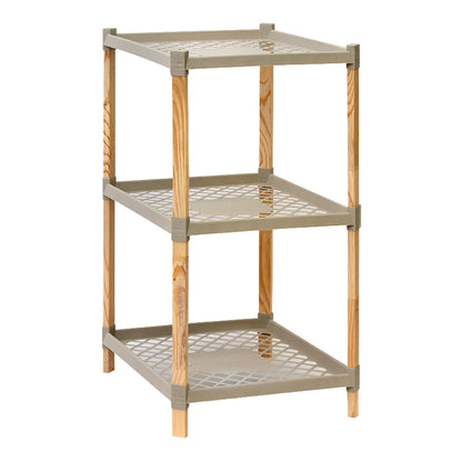 Plastic floor shelf - natural wooden color - beige 45x38x79cm.