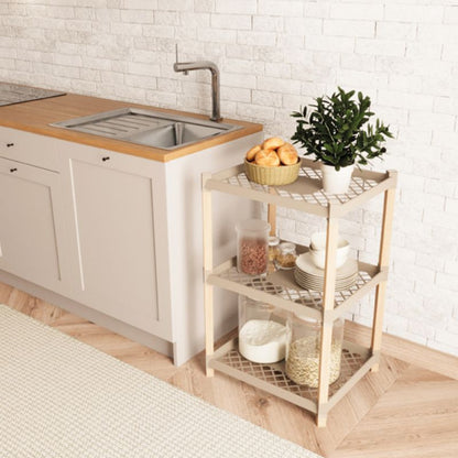 Plastic floor shelf - natural wooden color - beige 45x38x79cm.