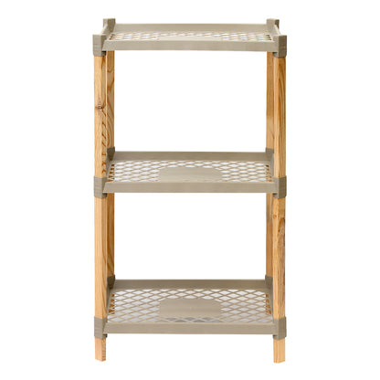 Plastic floor shelf - natural wooden color - beige 45x38x79cm.