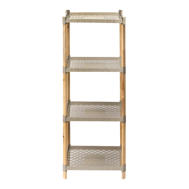 Plastic floor shelf - natural wood color - beige 45x38x112cm.