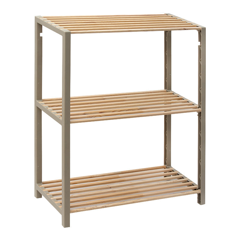 Floor shelf - Wooden side table - natural plastic color - beige 65x29x78cm.