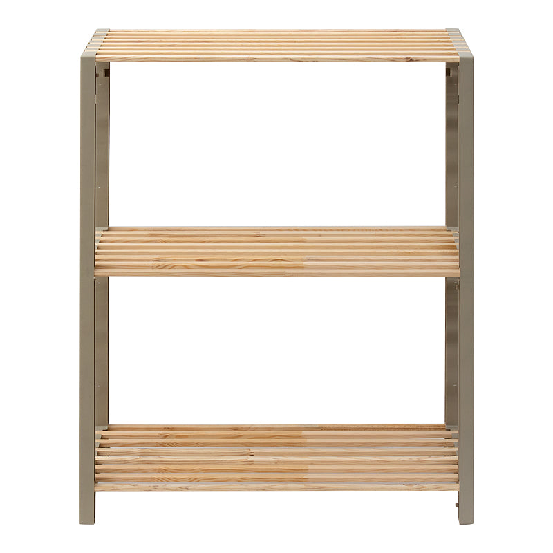 Floor shelf - Wooden side table - natural plastic color - beige 65x29x78cm.