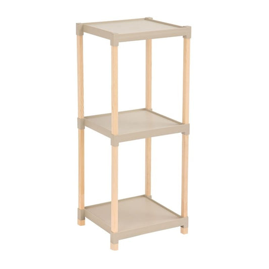 Ραφιέρα δαπέδου πλαστική - ξύλινη χρώμα φυσικό - μπεζ 28x25x72εκ. - Hippiehome.gr