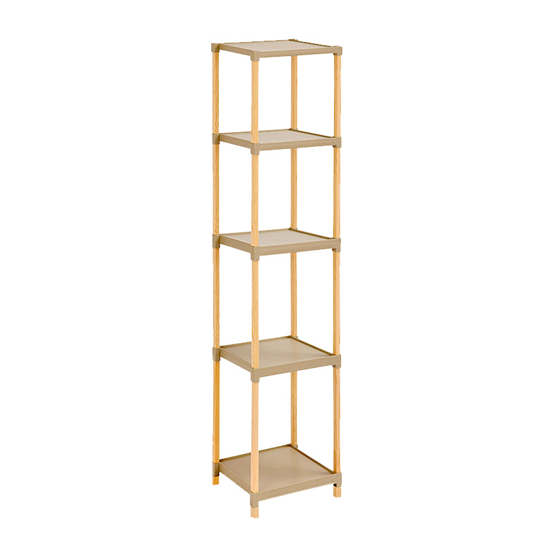 Plastic floor shelf - natural wooden color - beige 28x25x137cm.