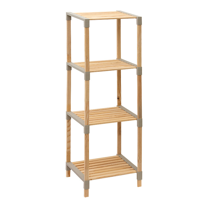 Floor shelf wooden - plastic color natural - beige 41x33x113cm.