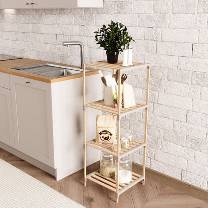 Floor shelf wooden - plastic color natural - beige 41x33x113cm.