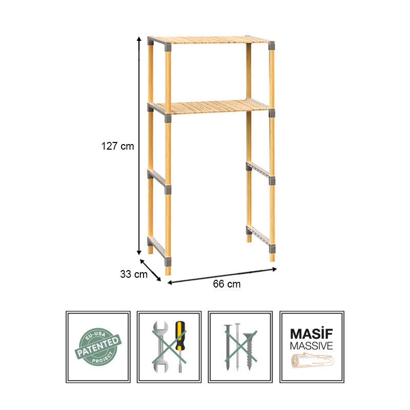 Laundry cabinet wooden - plastic color natural 66x33x127cm.