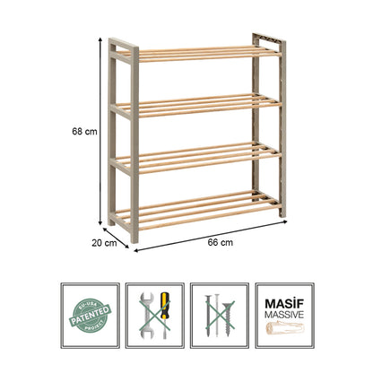 Shoe box wooden - plastic color natural - beige 66x20x68cm.